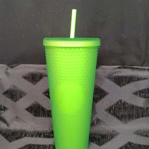 Green Textured Tumbler with Straw